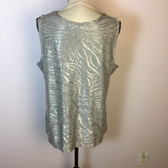 JM Collection Tank Top Blouse Sz 1X Womans Plus Gray Shimmery Sleeveless Stretch - Picture 3 of 11